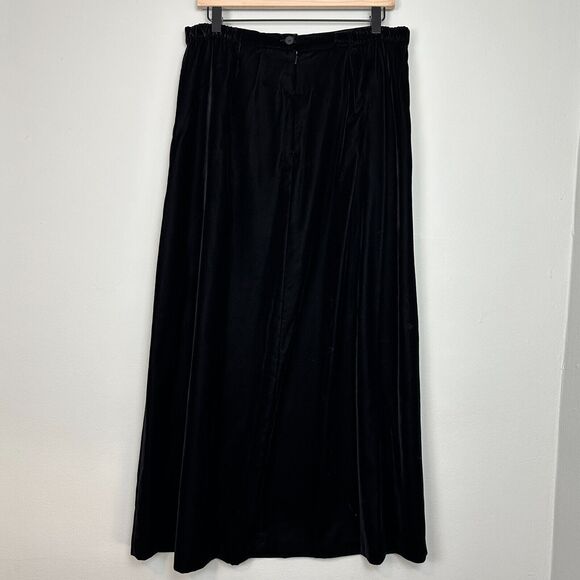 Vtg Talbots Maxi Skirt 14 Black Velvet Modest Goth Grunge Witch Vamp Alt 90s Y2K - Picture 4 of 14